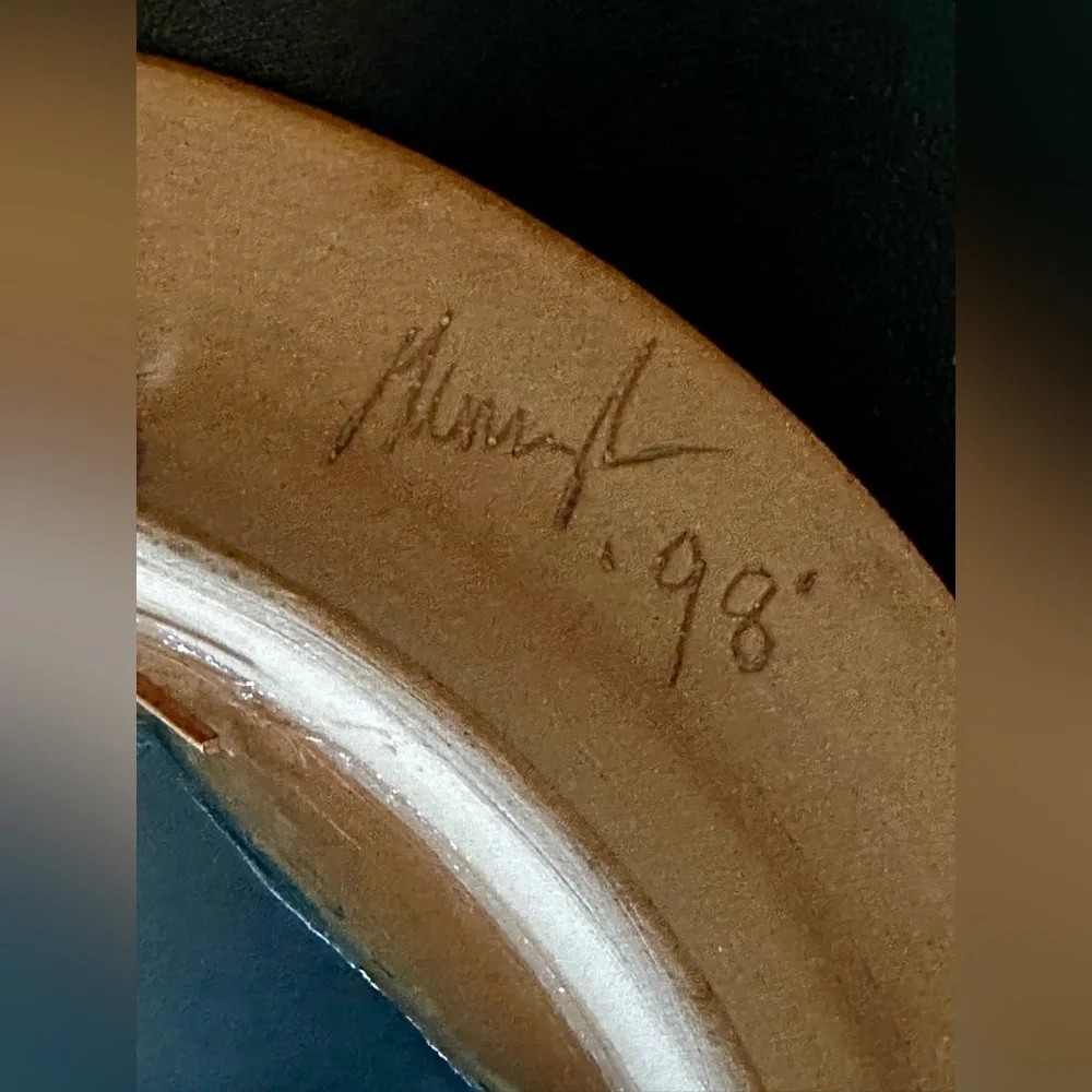 Signed 1998 Unique Southwest Studio Pottery Wall Mirror. Tribal Desert Decor